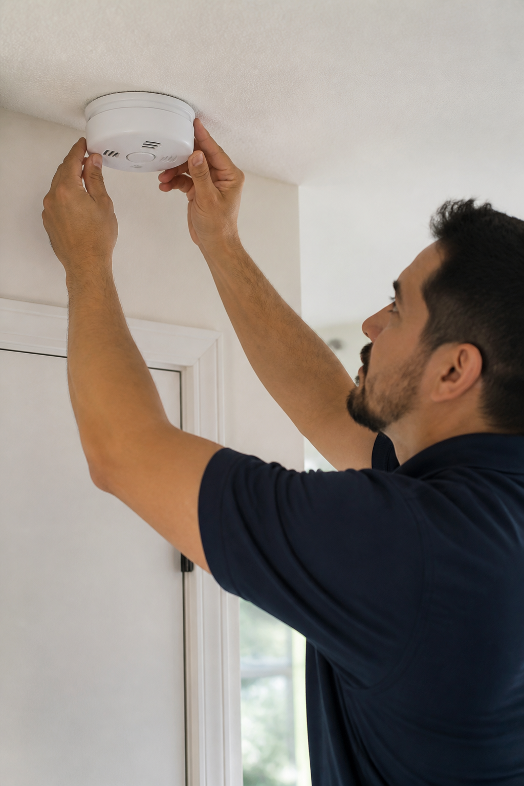 Painter masking and preparing cabinetry for cabinet painting