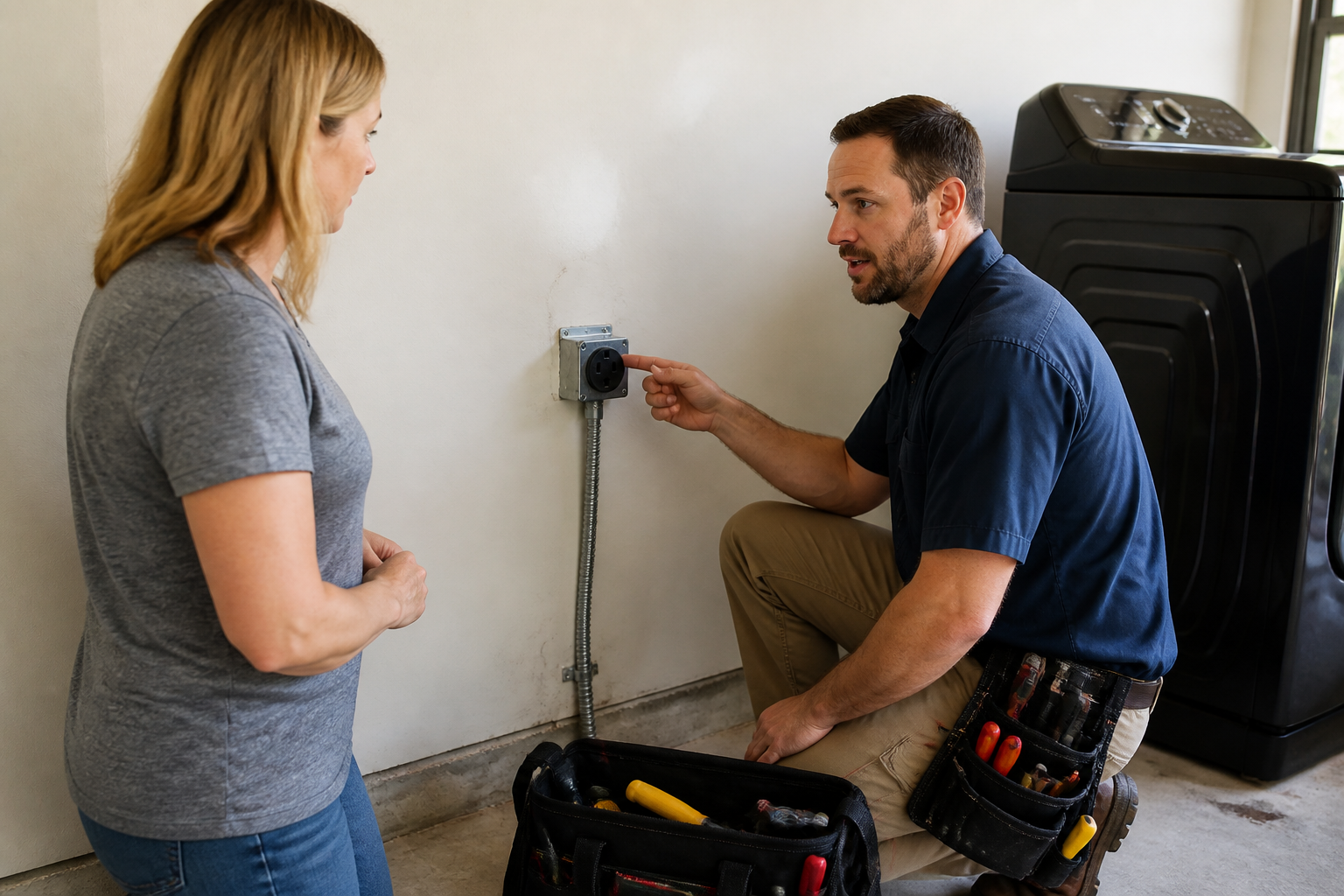 Painter reviewing a house painting estimate with a homeowner outside a Fairfield County home