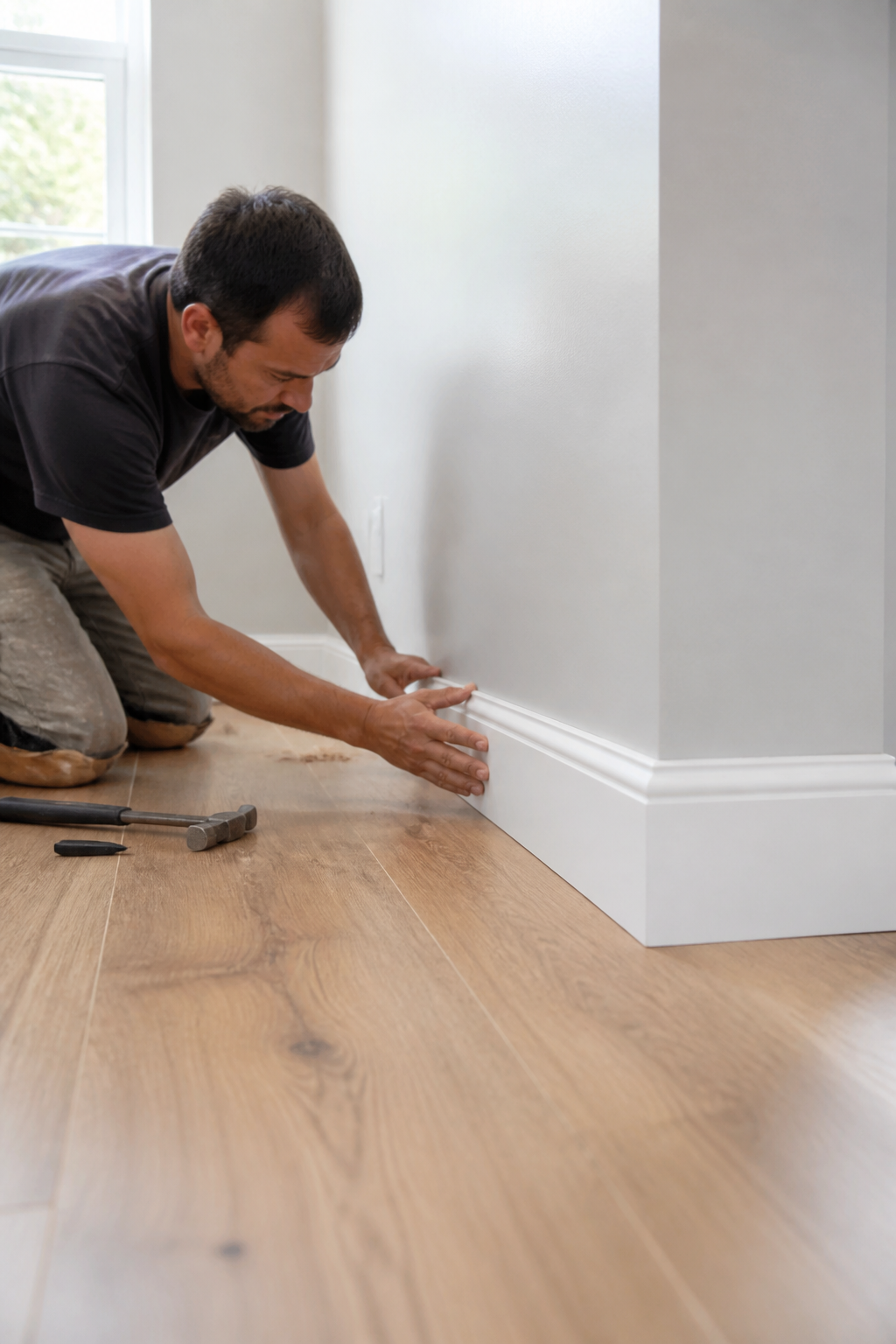 Painter applying interior wall finish inside a Fairfield County home