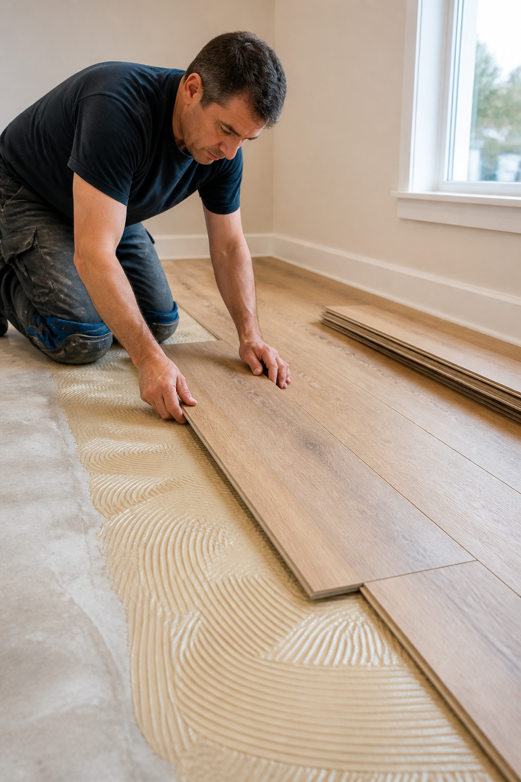 Professional wallpaper installation in a luxury living room with precise pattern alignment and clean wall preparation
